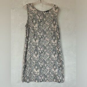 M&S Collection Sleeveless Linen Garden Cottage Muliticolor Knee Dress Sz 16 Long